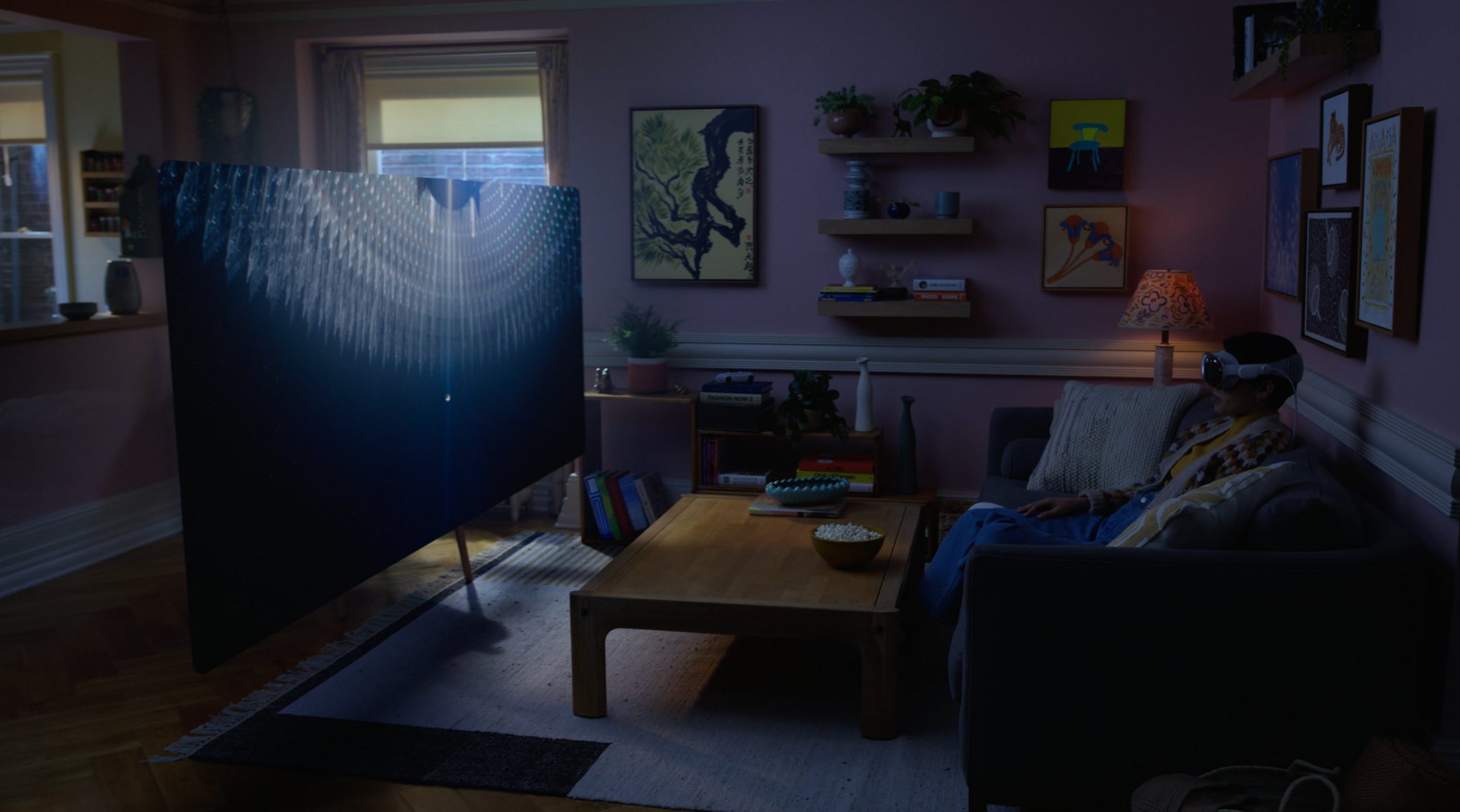 Usando las Vision Pro para ver una película