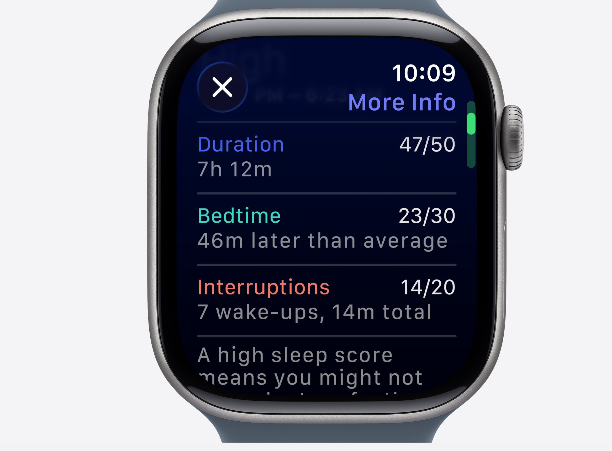 Informations sur la qualité du sommeil à Apple Wach Series 11