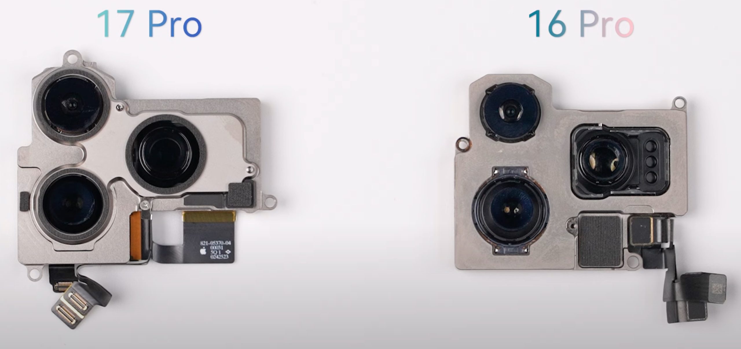 Comparaison du module de caméra arrière de l'iPhone 17 Pro et de l'iPhone 16 Pro