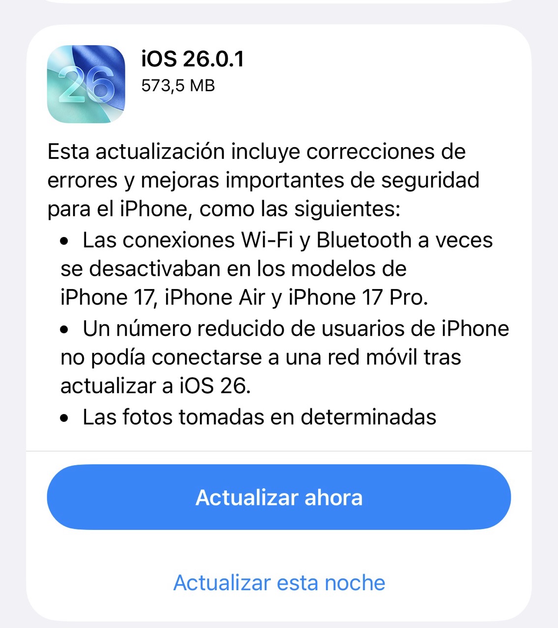 iOS 26.0.1