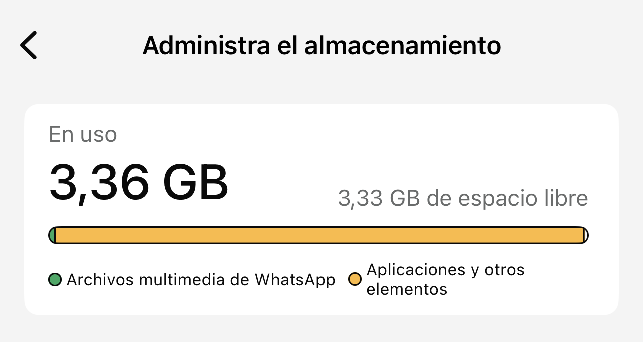 Administración del almacenamiento en WhatsApp