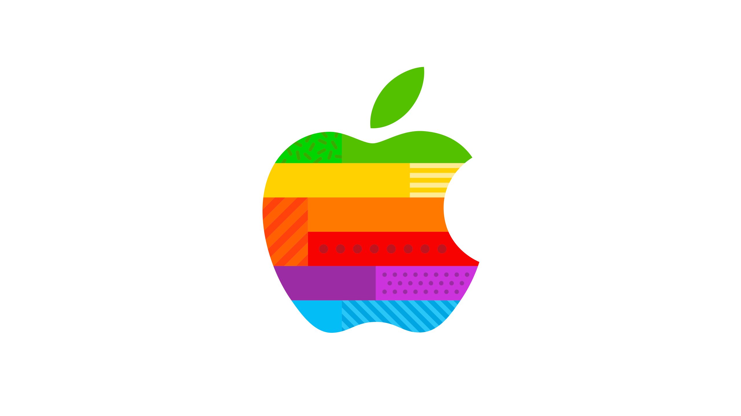 Fondo de pantalla con el logo arcoíris de Apple conmemorativo de la apertura de la Livat Apple Store en Pekín, China