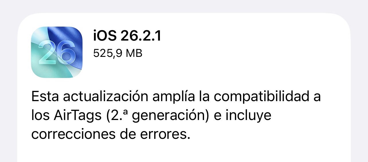 Actualización a iOS 26.2.1
