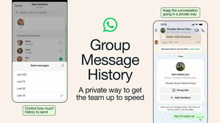 WhatsApp permet de partager l'historique des messages d'un groupe avec de nouveaux membres du groupe