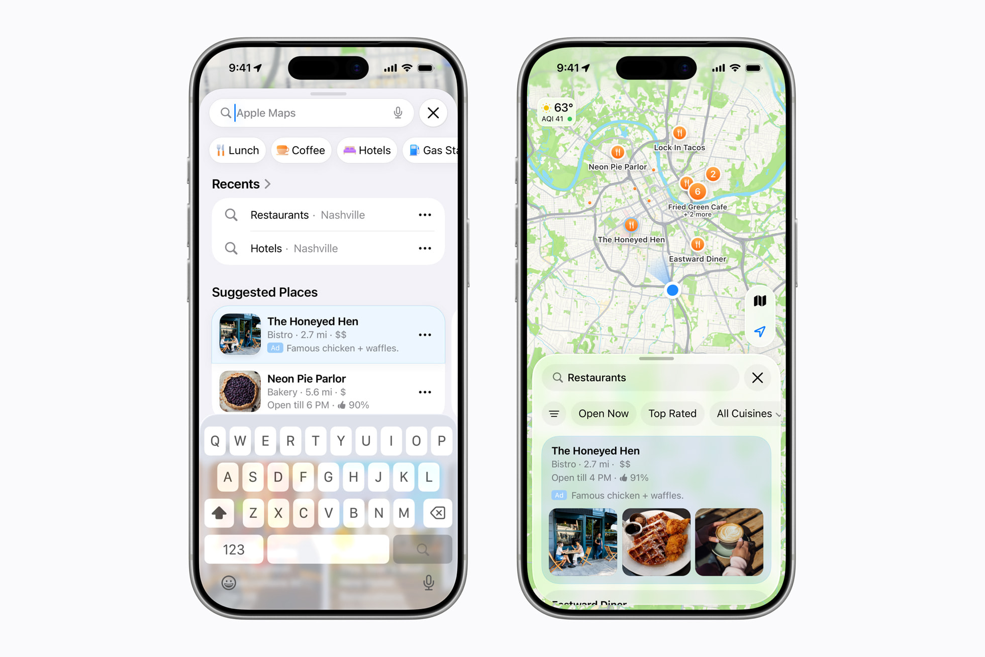 Mapas de Apple con negocios gastronómicos anunciados tras el pago de un módico precio