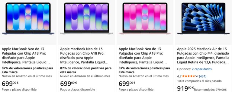 Le MacBook Neo est désormais vendu sur Amazon à 699 € tandis que le MacBook Air avec M4 coûte 919 €