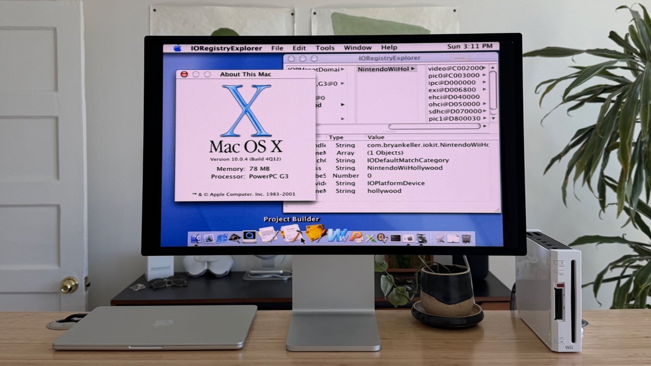 Wii con Mac OS X Cheetah arrancado y varias aplicaciones abiertas
