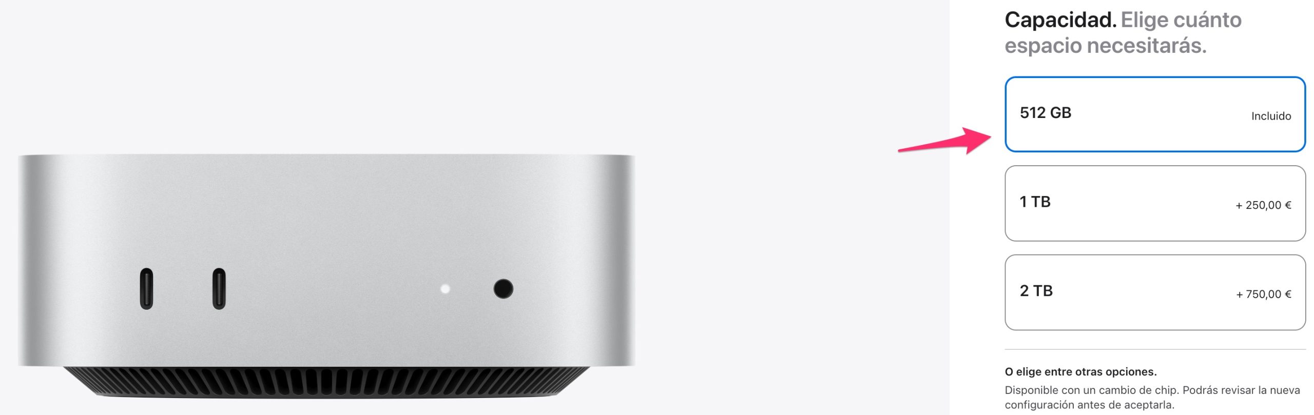 Mac mini avec SSD de 512 Go comme option plus abordable