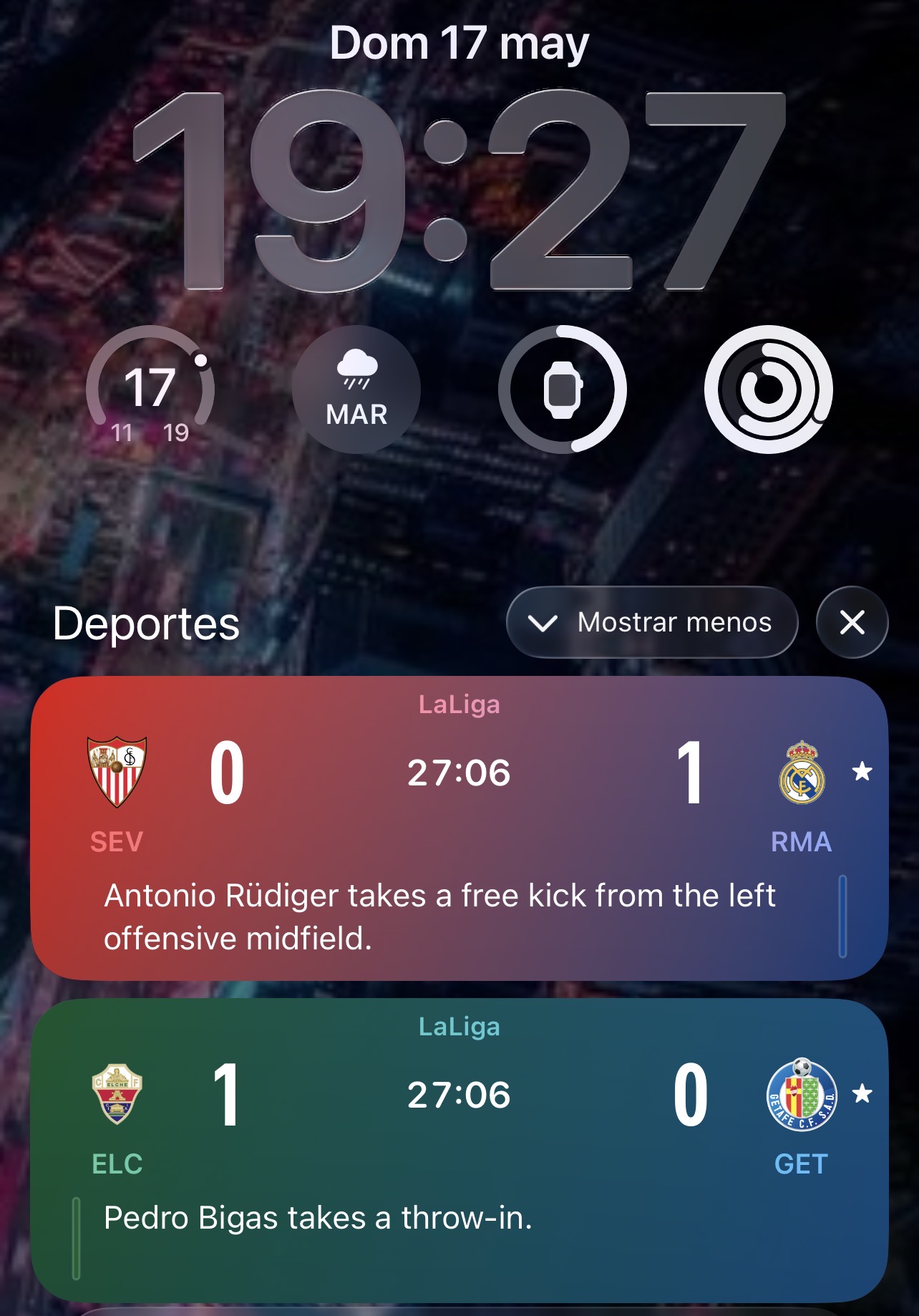 Activités en direct depuis l'application Apple Sports ou Sports sur l'écran de verrouillage iOS