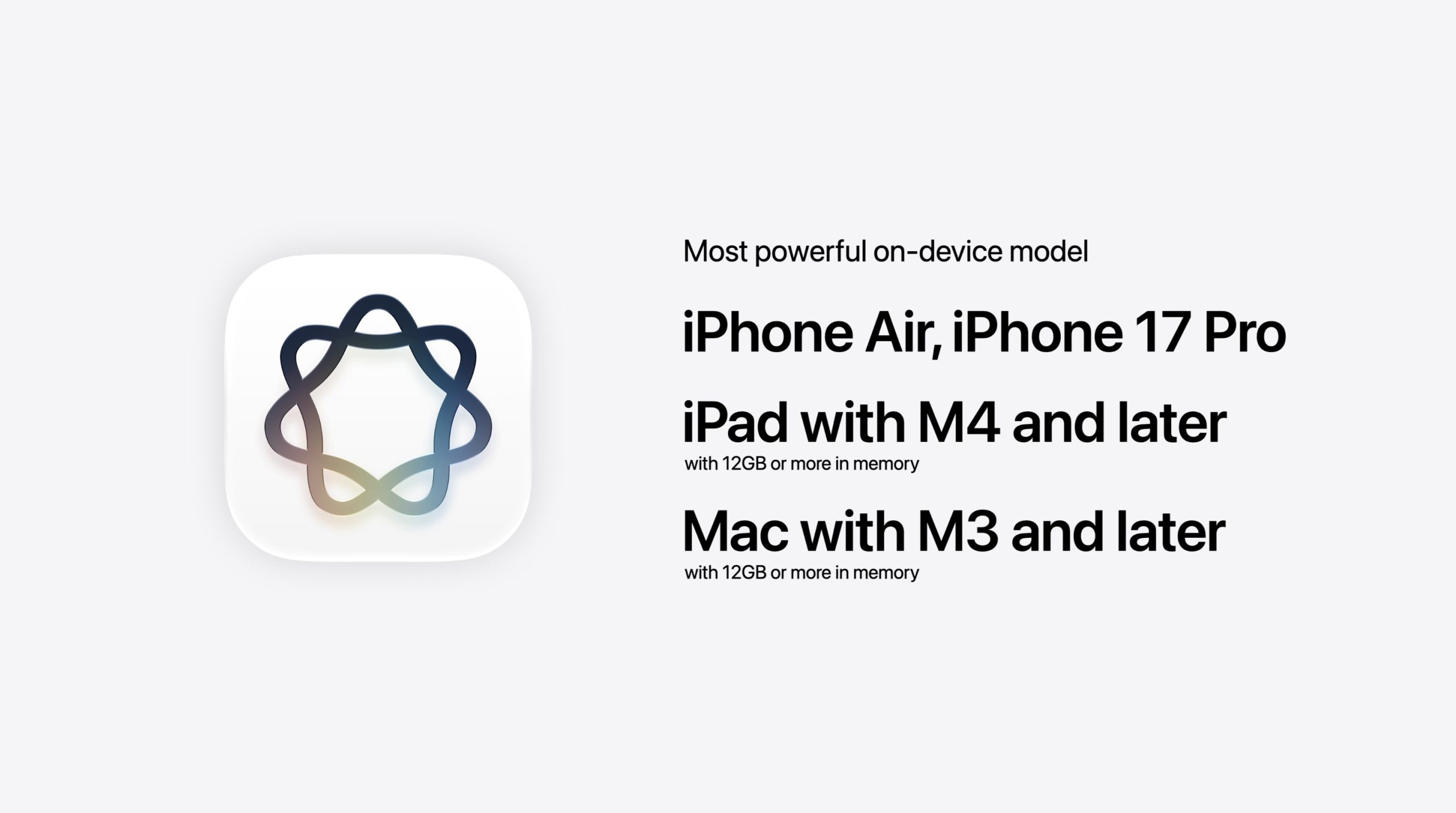 Appareils compatibles avec les modèles locaux les plus puissants, selon Apple