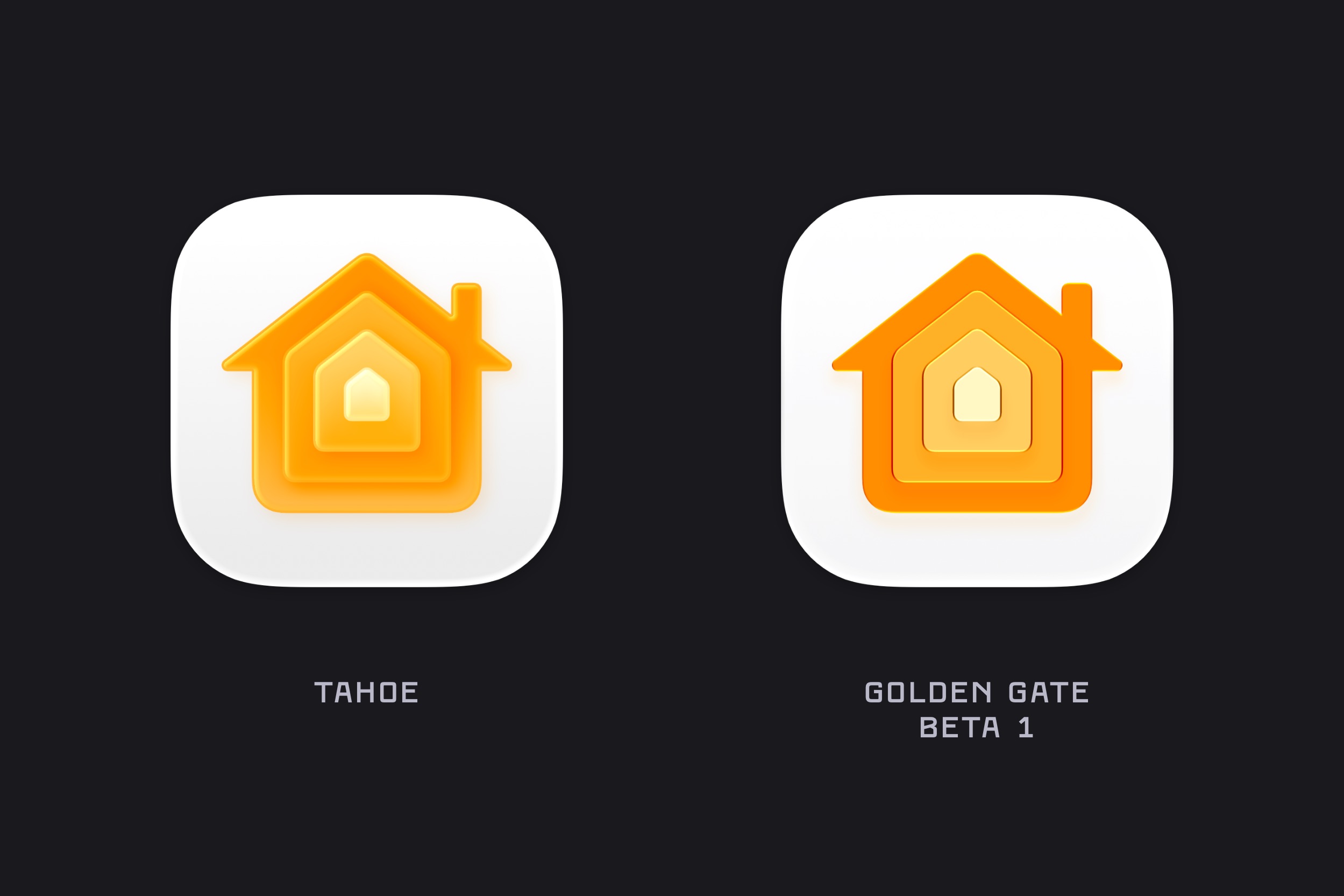 Comparaison des icônes Maison entre macOS 26 Tahoe et macOS 27 Golden Gate