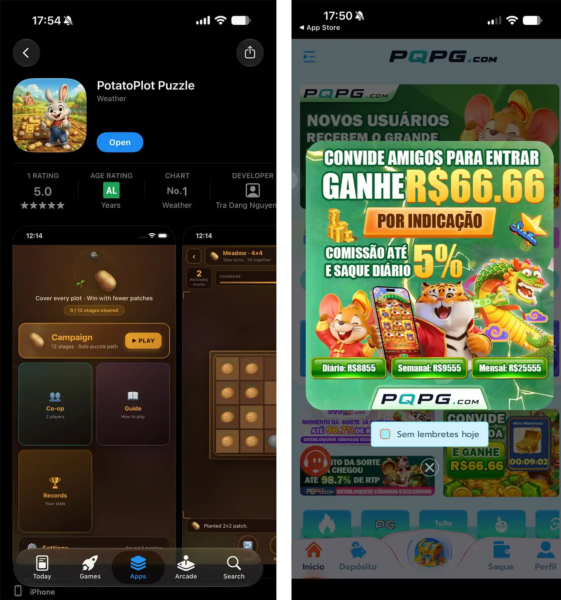 Application de paris cachée dans le jeu PotatoPlot Puzzle