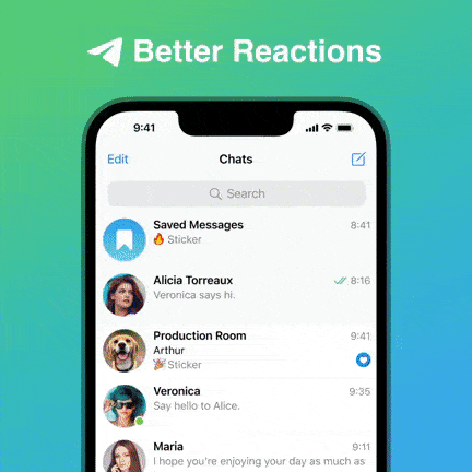 Meilleures réactions sur Telegram
