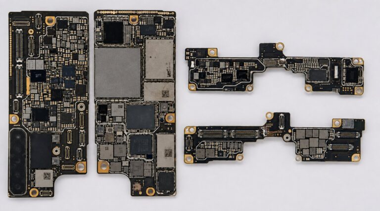 Supuestas placas base de cada uno de los lados del iPhone Ultra