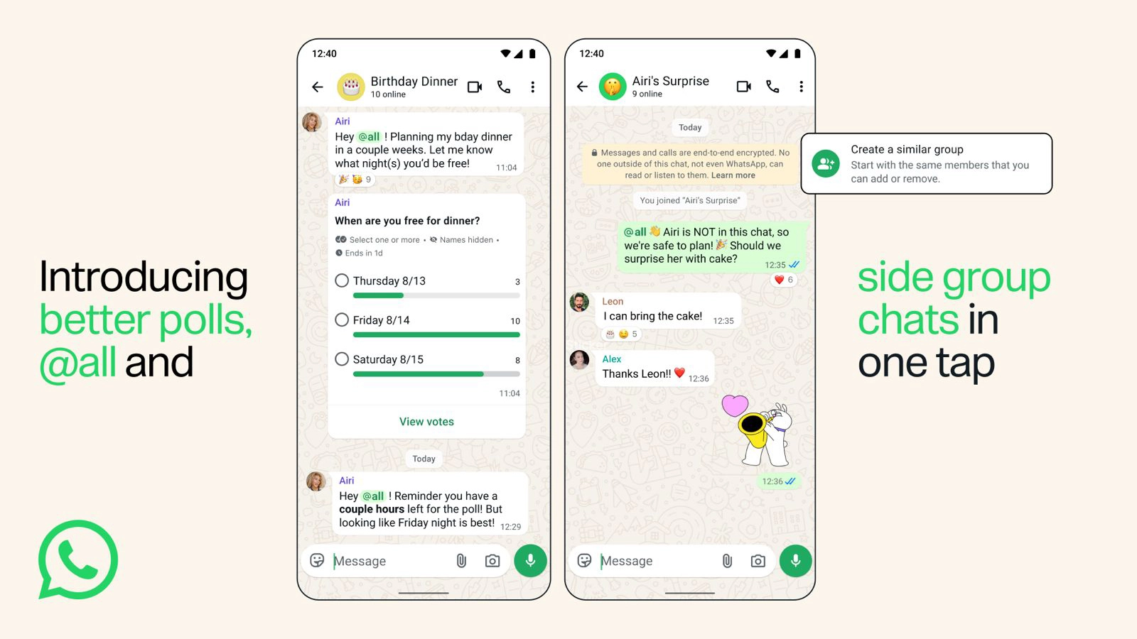 Mentions à l'ensemble du groupe sur WhatsApp