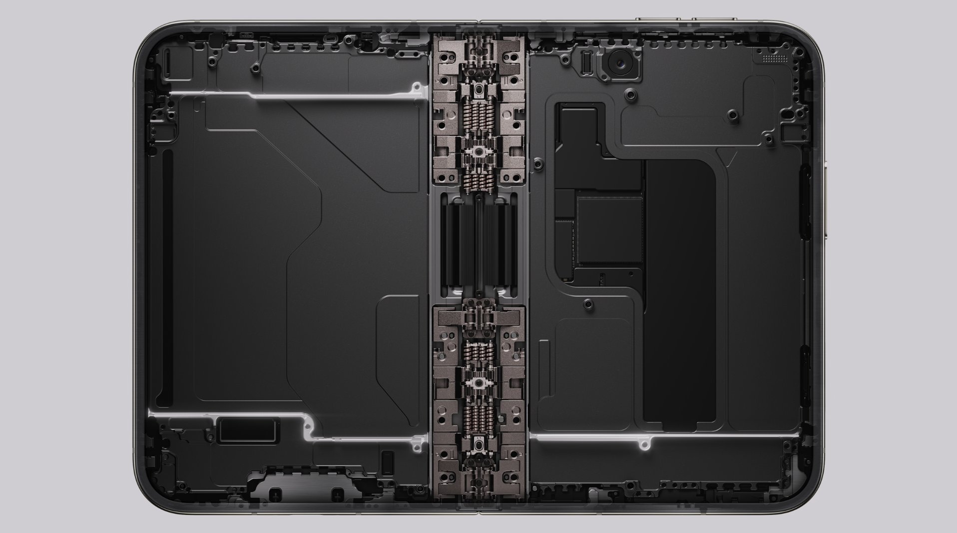 Intérieur de l'iPhone Duo avec sa charnière