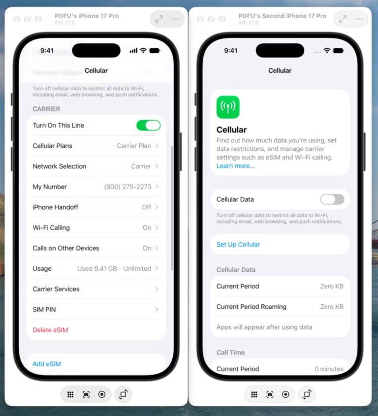 Handoff para clonar una eSIM en dos iPhones y utilizarla simultáneamente