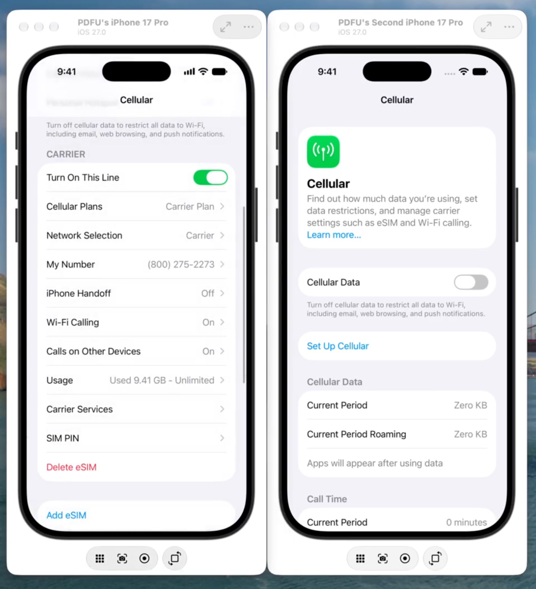 Handoff para clonar una eSIM en dos iPhones y utilizarla simultáneamente