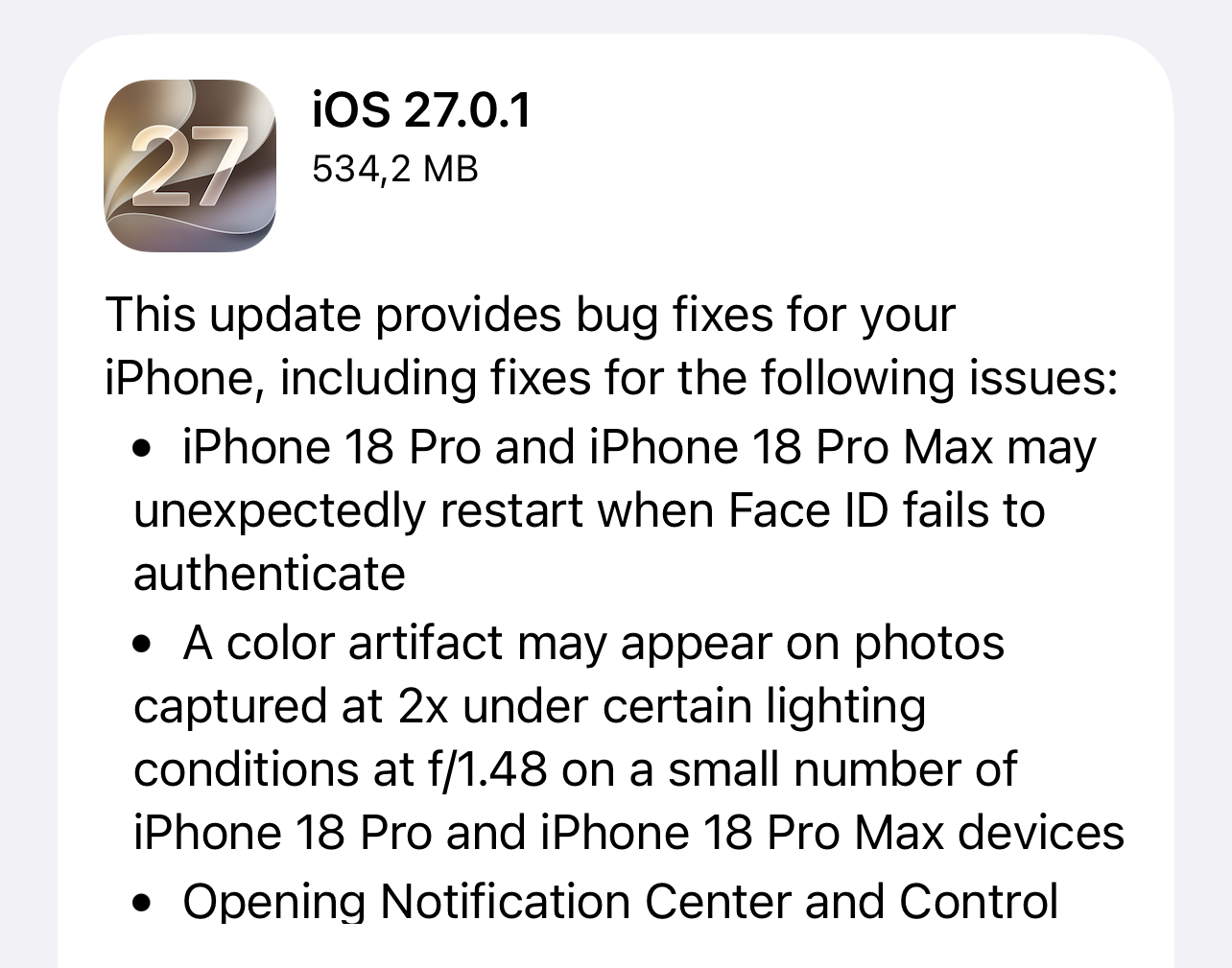 iOS 27.0.1