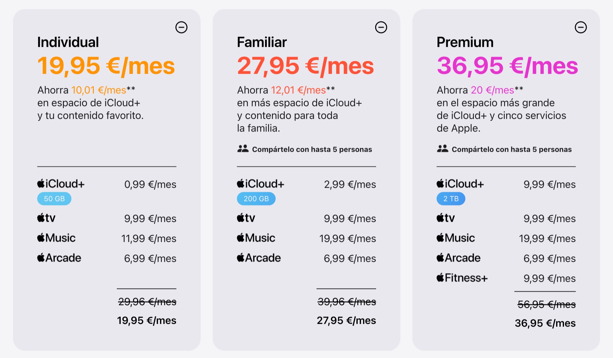 Apple One prévoit d'arriver en Espagne en octobre 2026