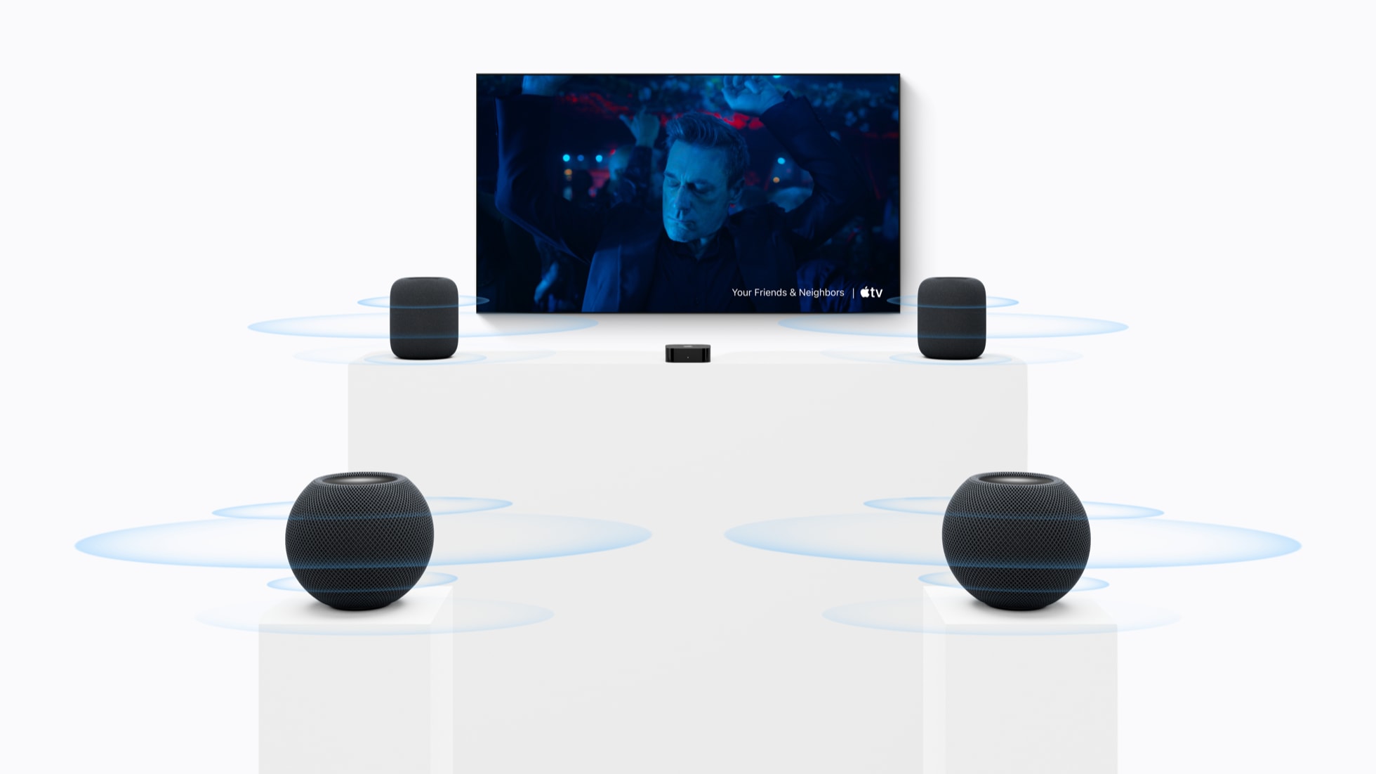 Utiliser deux HomePod et deux HomePod mini 2 (oui, sans blague) comme quatre haut-parleurs pour obtenir un son surround dans une pièce