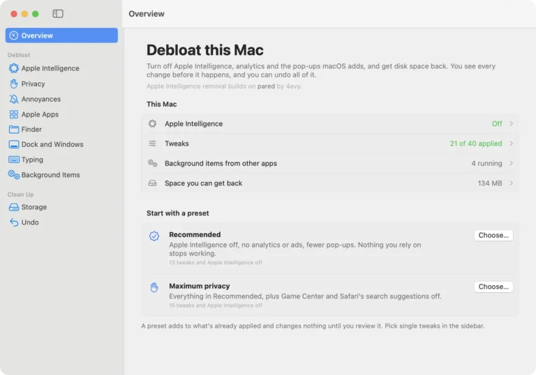 RemoveMacAI quita los modelos LLM de Apple Intelligence de tu Mac